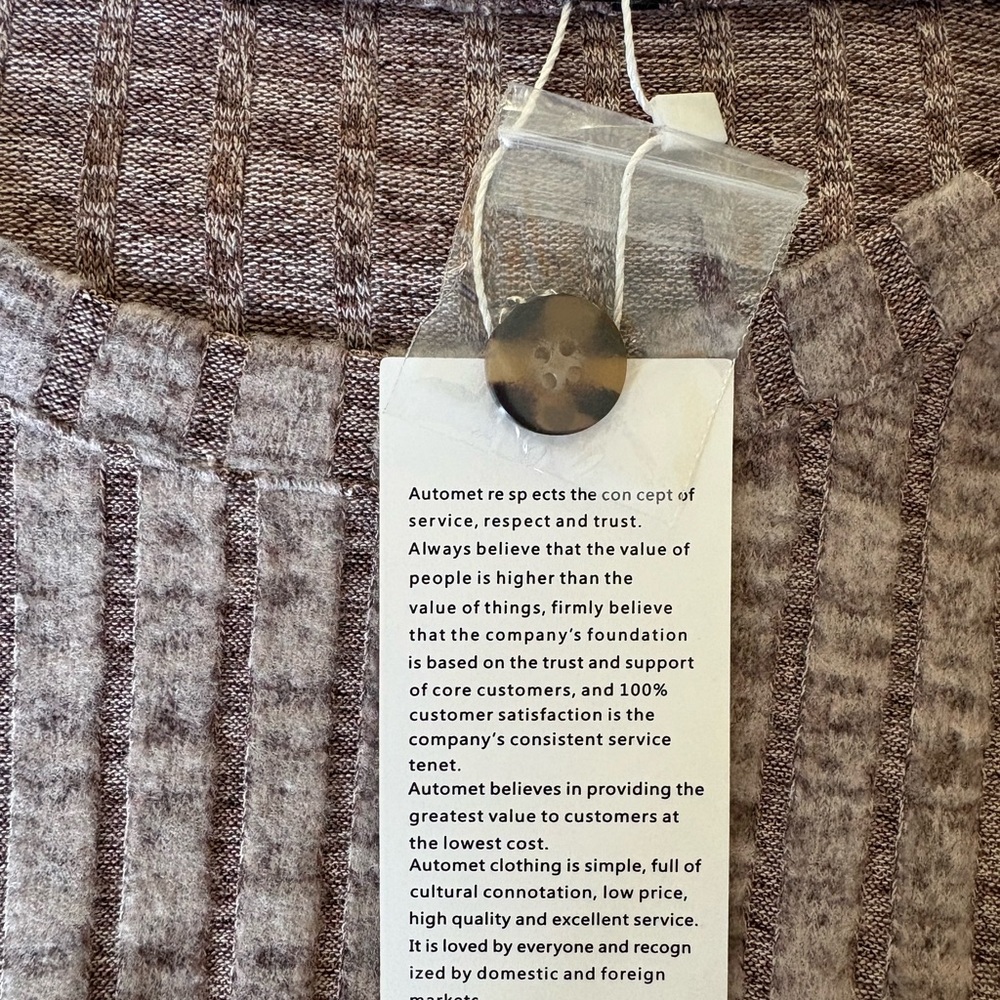 Ribbed Scoop Neck Button-Accent Sweater - Taupe - Picture 6 of 8